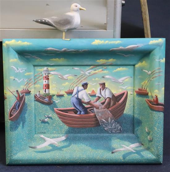 § Pamela Jane Crook (1945-) Fishers overall 16 x 20in.